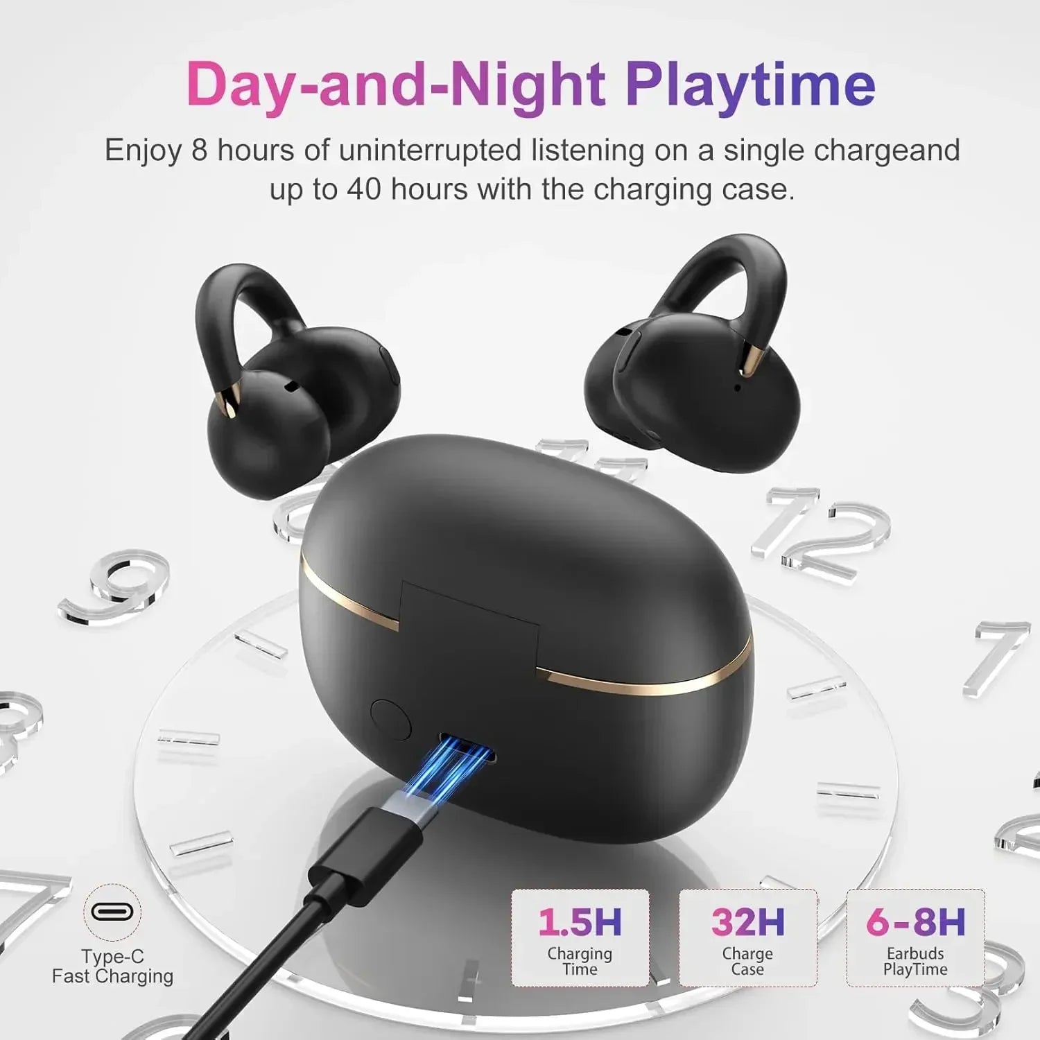 Open Ear Earbuds Clip Sport Bluetooth Headphones 5 4 Earphones Clear