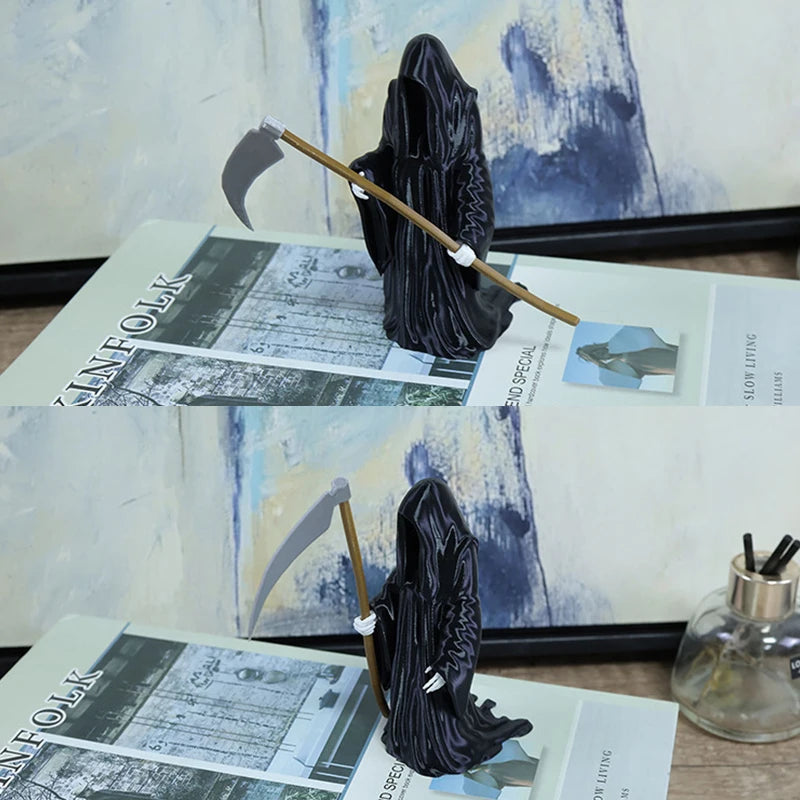 1Pcs Black Grim Reaper Statue Mini Devil Figurine Dollhouse Halloween Thrilling Robe Nightcrawler Ornament Micro Landscape Decor Zpaxo