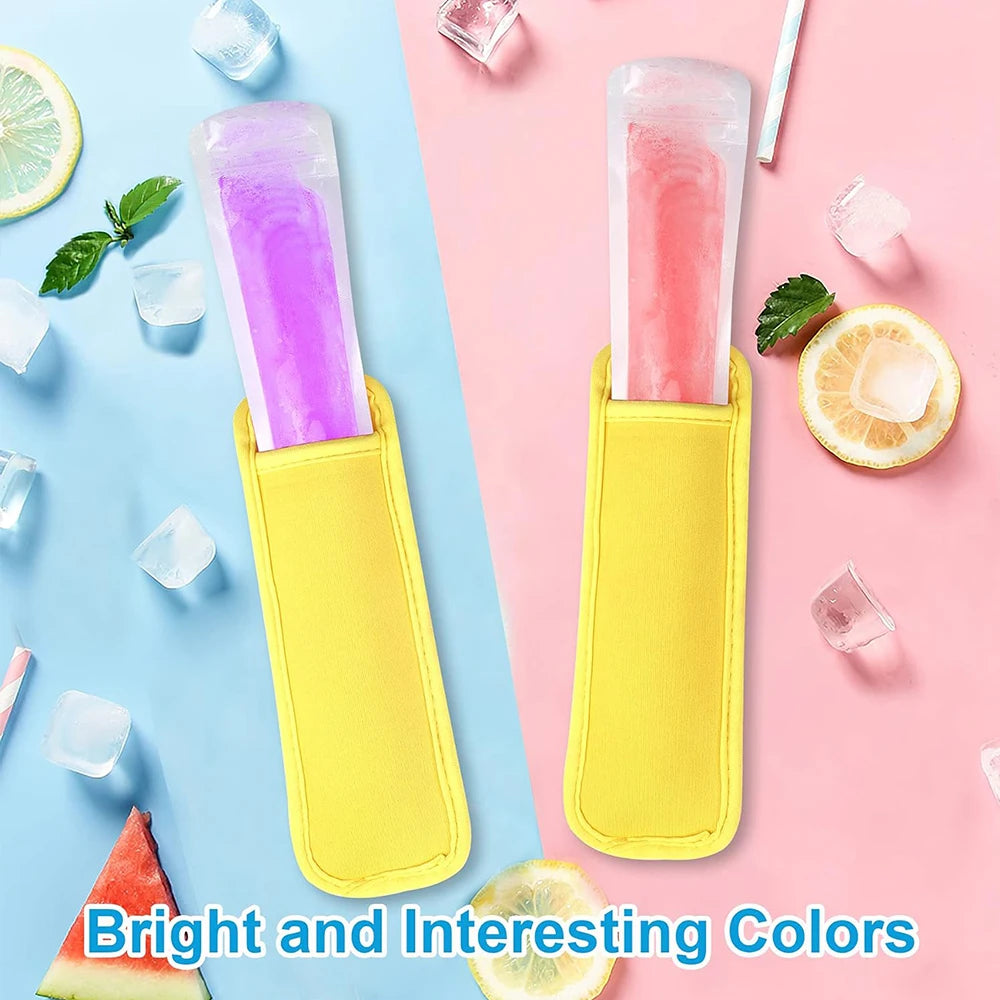24Pcs Reusable Ice Pop Sleeves Popsicle Bags Antifreezing Ice Pop Holder Freezer Pop Holders Zpaxo