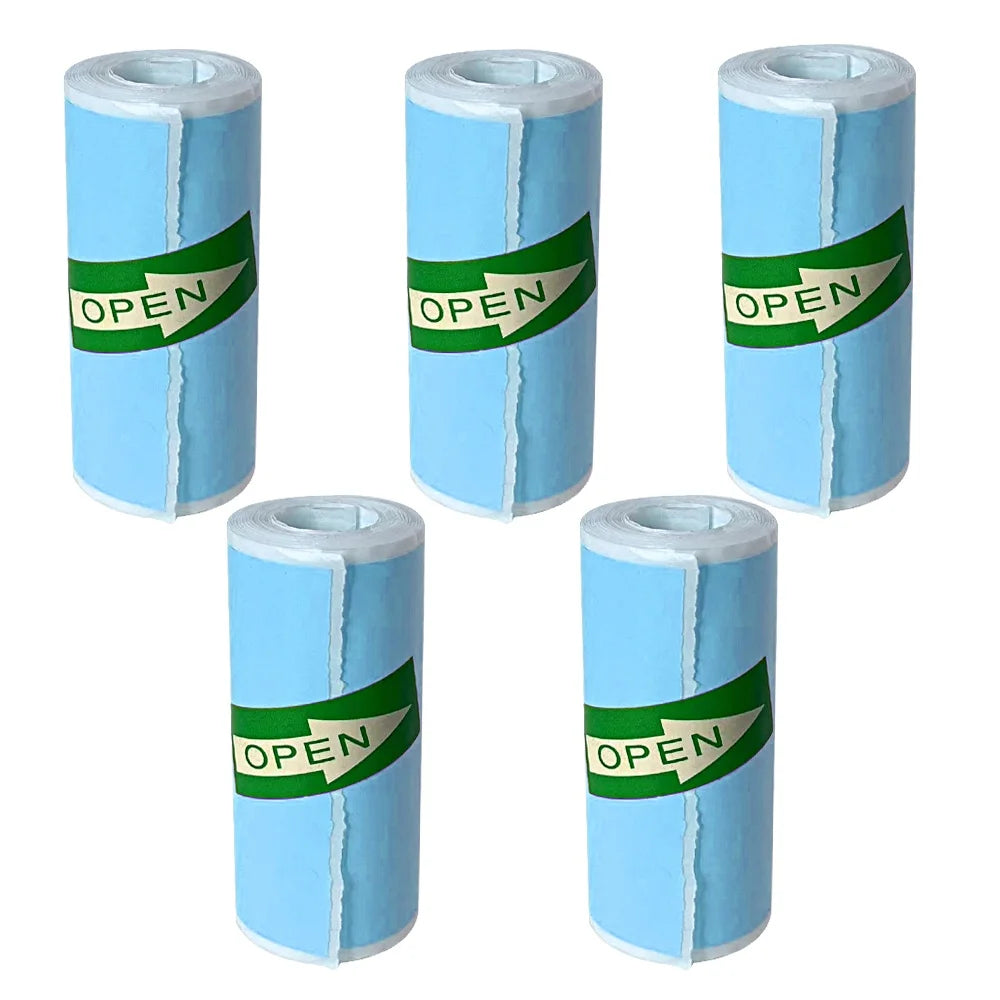5 Rolls Colorful White Mini Printer Self-Adhesive Paper, 57mm Adhesive Thermal Printing Paper, Office Label Paper Printing Paper Zpaxo blue self-adhesive