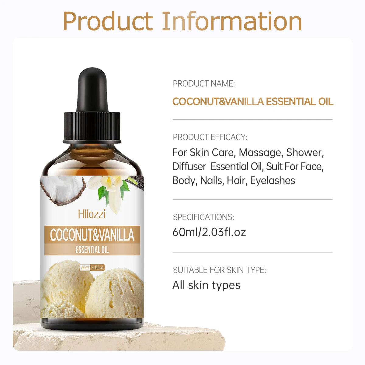 Coconut Vanilla Essential Oil Long-lasting Fragrance Aromatherapy Zpaxo