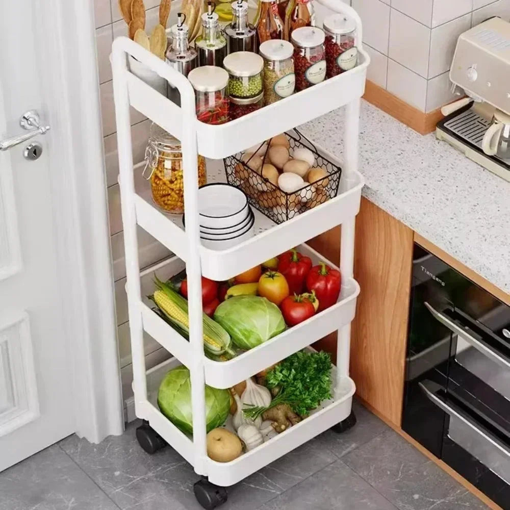 Mobile Kitchen Trolley Organizer Wheels Gap Bookshelf Household