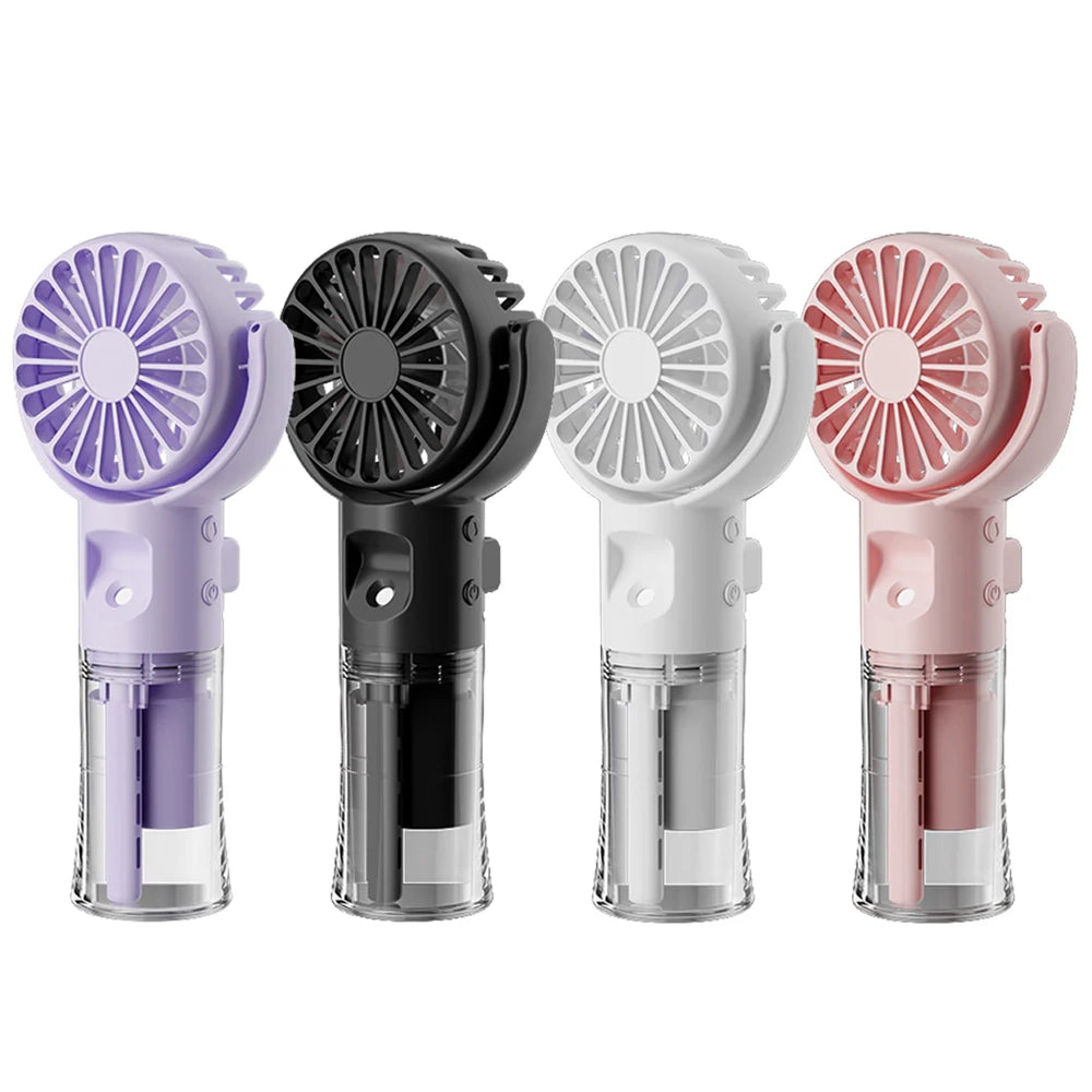 Portable Water Mist Fan Mini Handheld USB Charging 4 Speeds Hanging