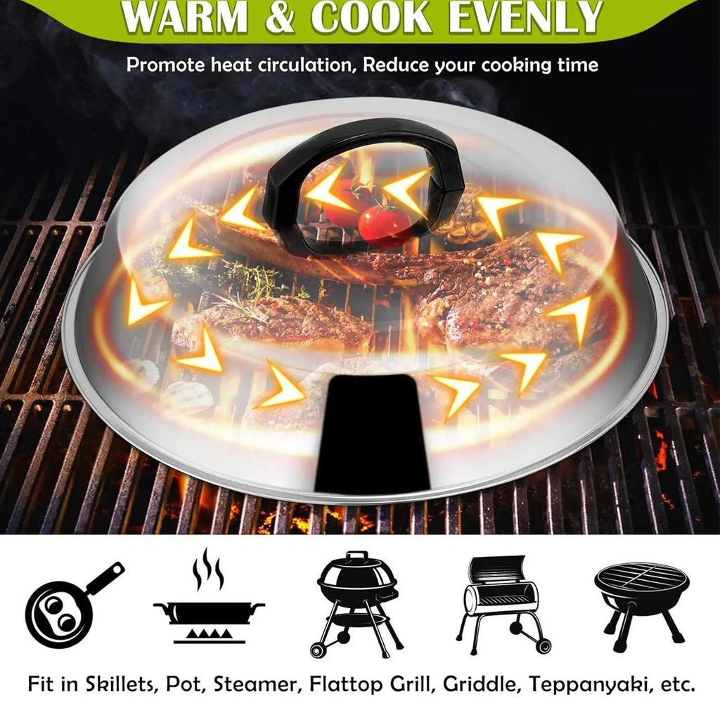 Griddle Basting Cover Dome Stainless Steel Cheese Melting Cap BBQ