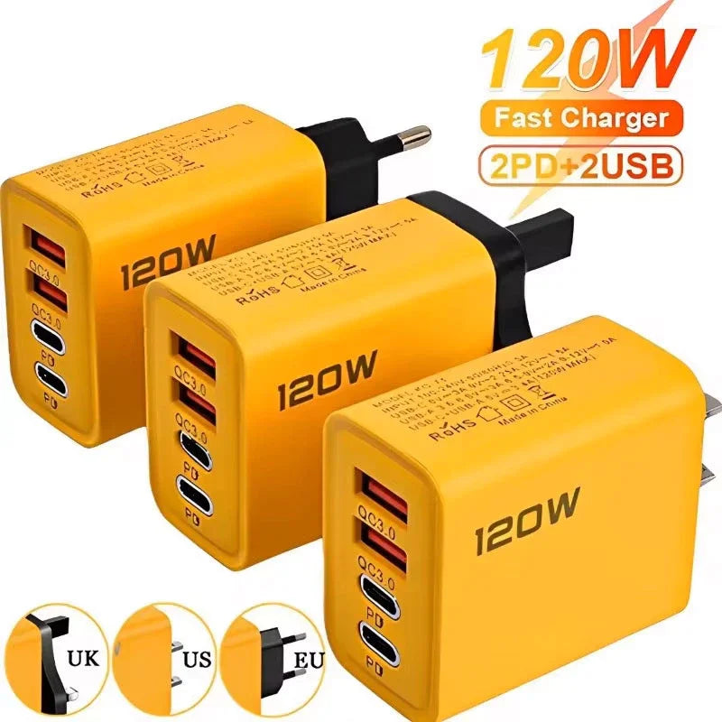 4 Ports USB C PD Charger Quick Charge 3 0 Phone Chargers Fast