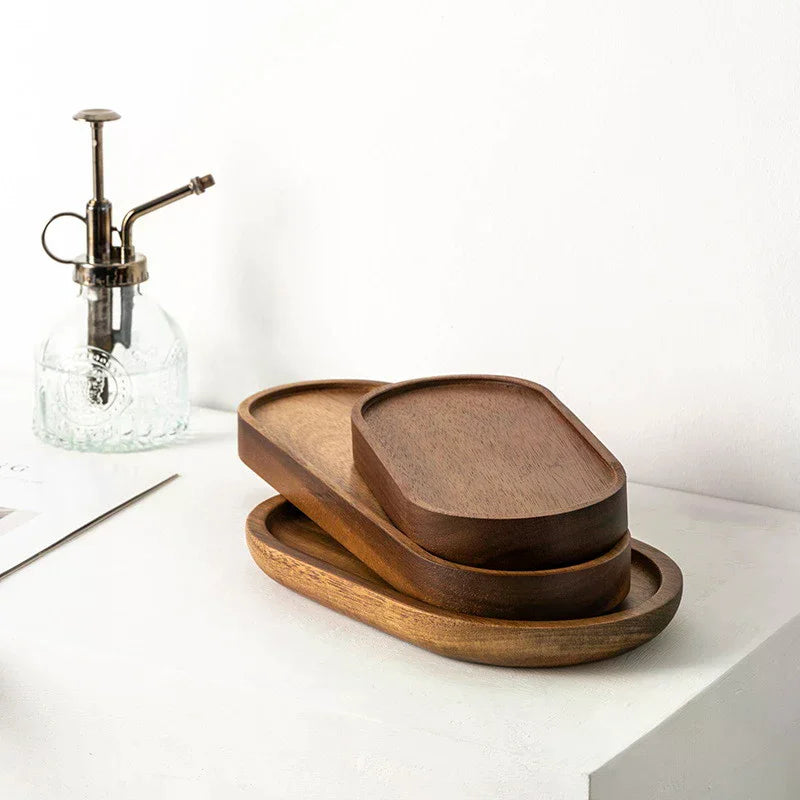 Wooden Plate Tableware Solid Wood Round Dessert Plate Japanese-style Wooden Tray Snack Plate Dried Fruit Plate Zpaxo