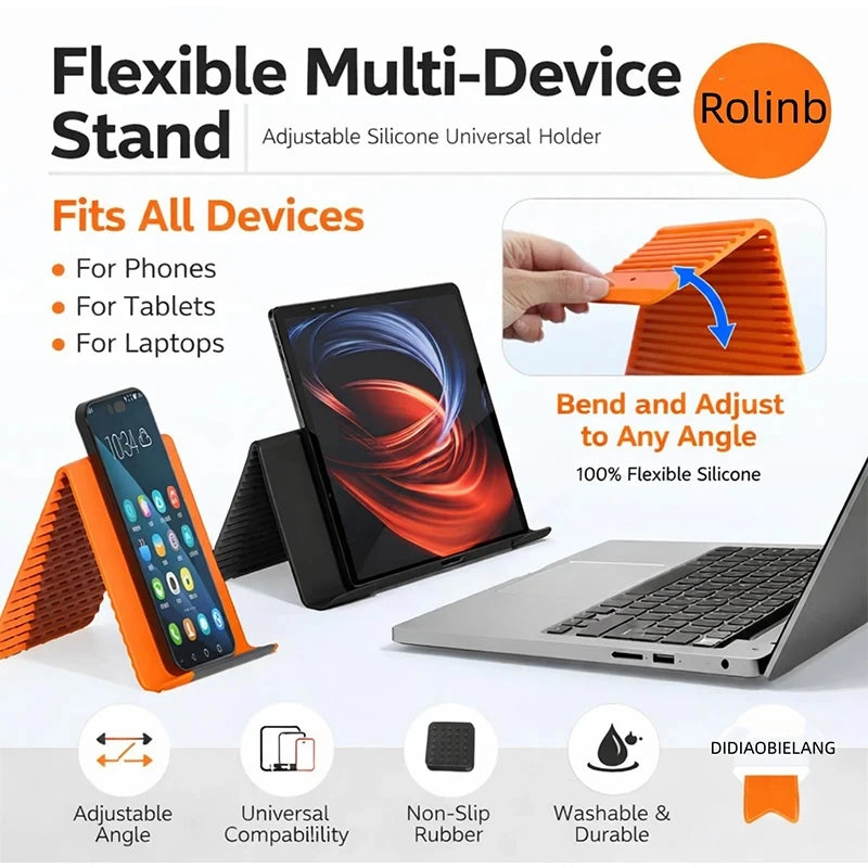 Foldable Silicone Phone Holder Bendable Freely Into Any Shape Multi-Angle Adjustable Stand for Phone Tablet Portable Holder Zpaxo