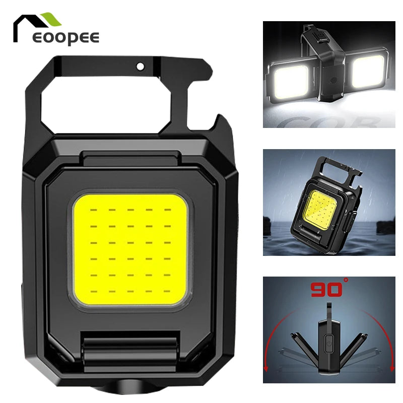 Mini Keychain 800mAh COB Work Light USB Rechargeable Strap 90
