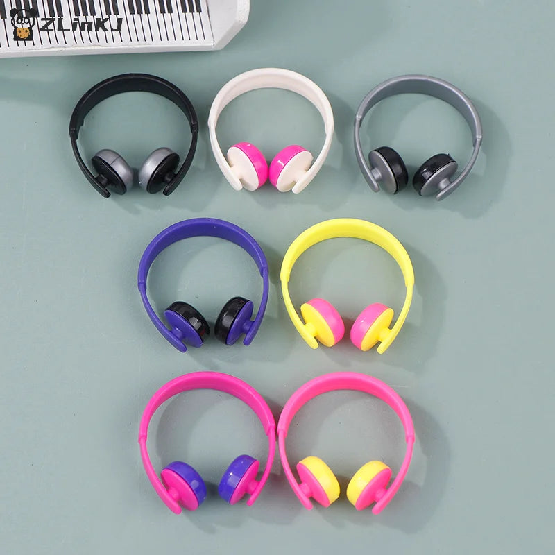 ▶5Pcs Mini Headphones Toys Gifts DIY Sunglasses Straw Hat Scarf Jewelry Accessories Decoration Zpaxo