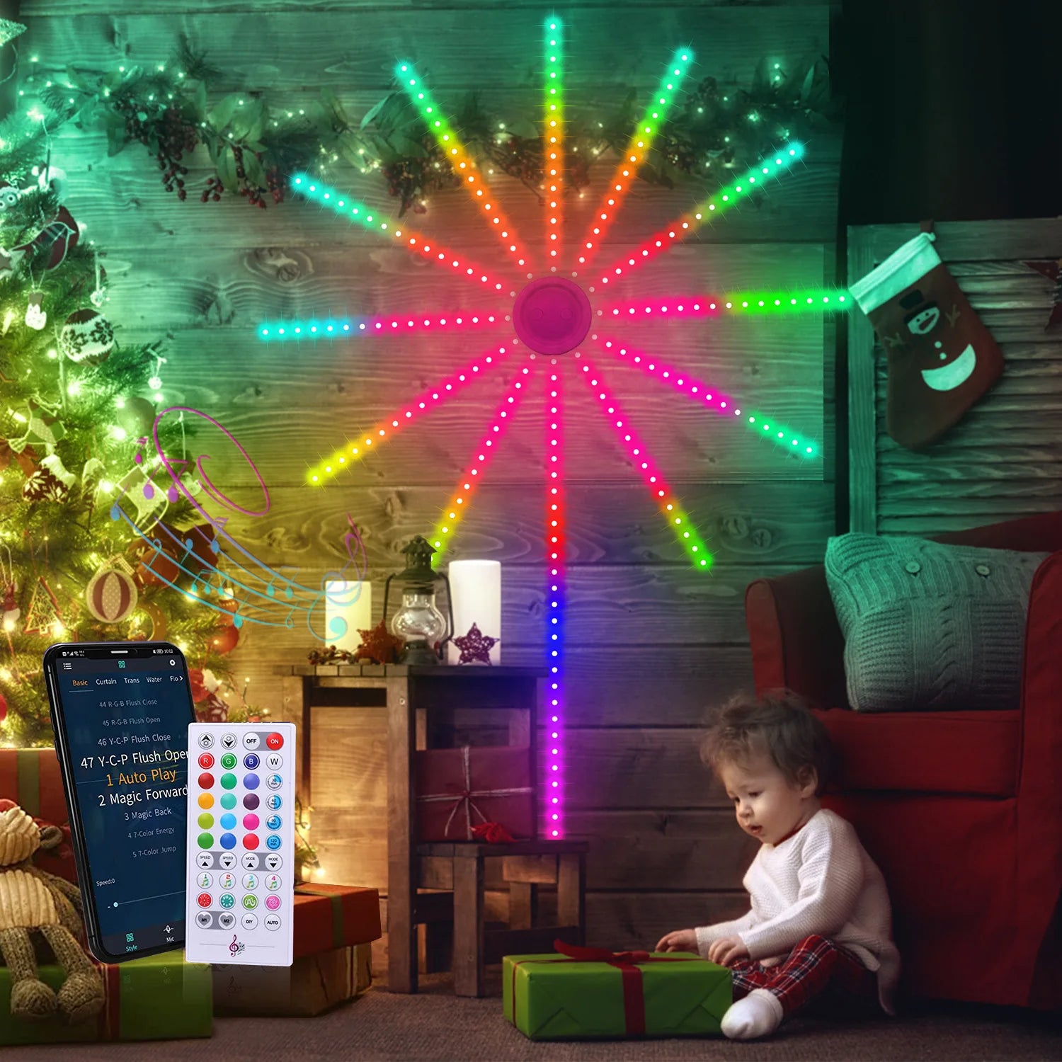 Bluetooth LED RGB Meteor Lights Remote Control Year Wedding Christmas Zpaxo