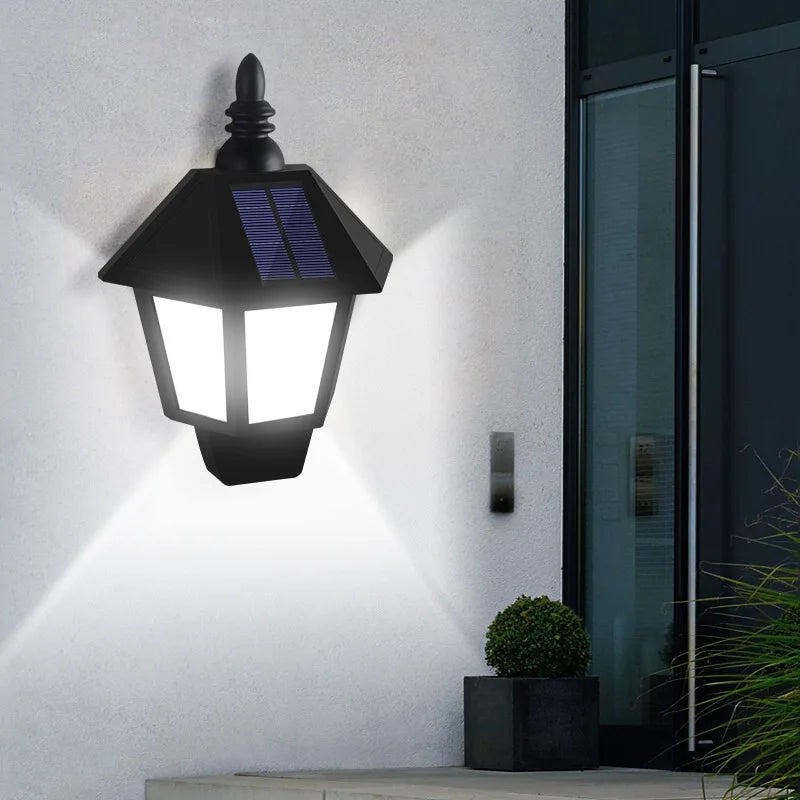 Solar Flame Wall Lights Sensor Flickering Outdoor Waterproof Security Zpaxo