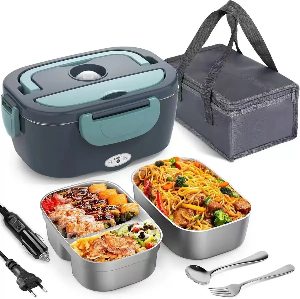 EU Lunch Box Food Heater Leakproof Portable Food Warmer Heated Lunch Box for Car Home Truck Stainless Steel Container 12V 24V Zpaxo