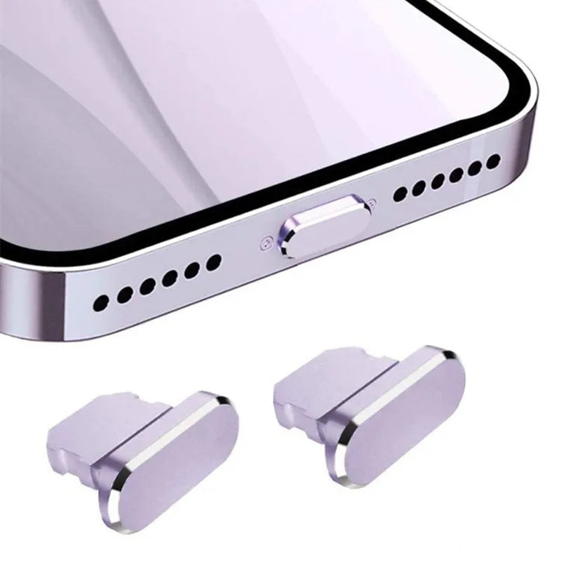 2-10PCS Aluminum Alloy Anti Dust Plug for IPhone 14 13 12 11 Pro Max 8 Plus IPad AirPods Apple Series Lightning 8-pin Port Cover Zpaxo Purple 6PCS