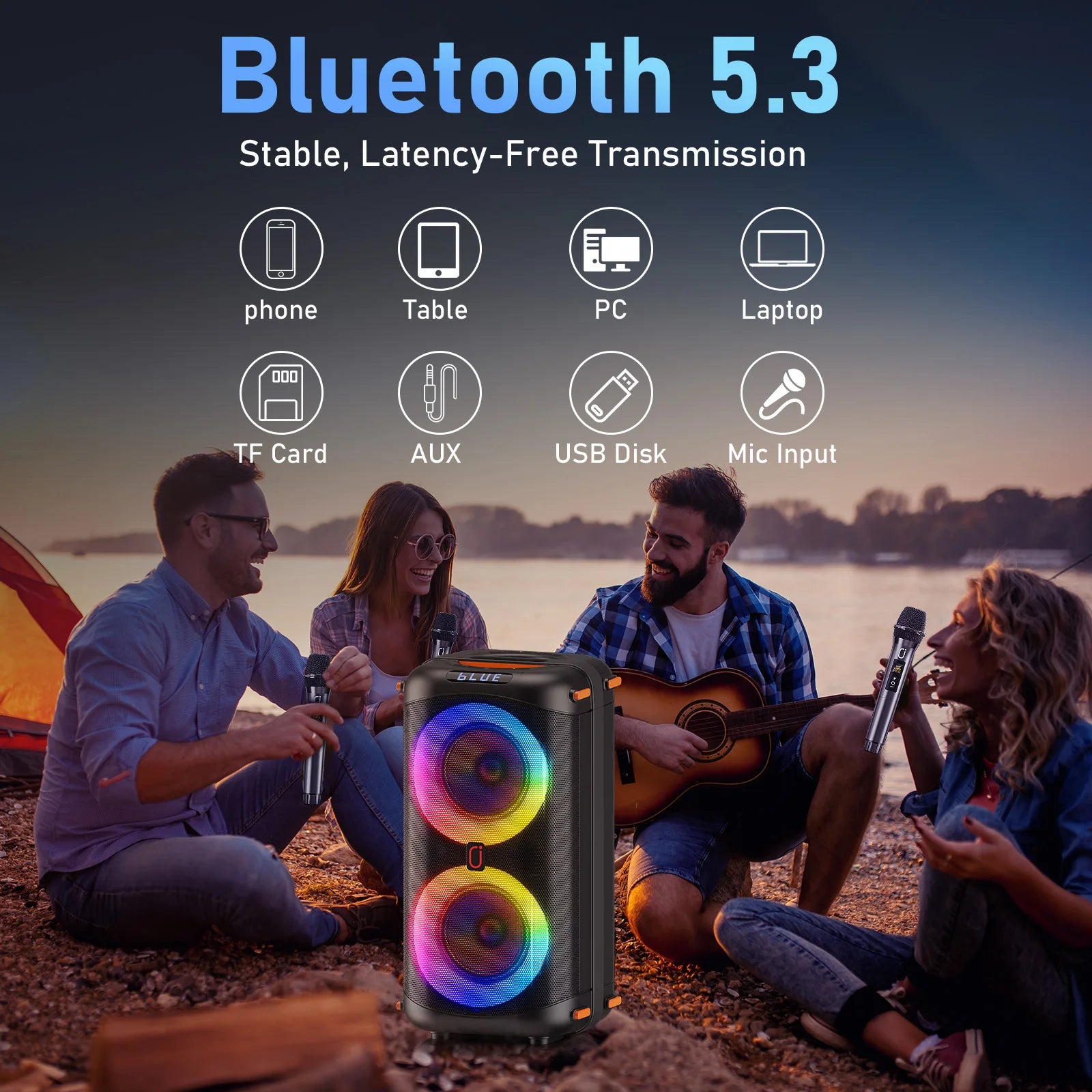 JYX T27 Wireless Bluetooth Speaker Karaoke Machine 2 Microphone Home