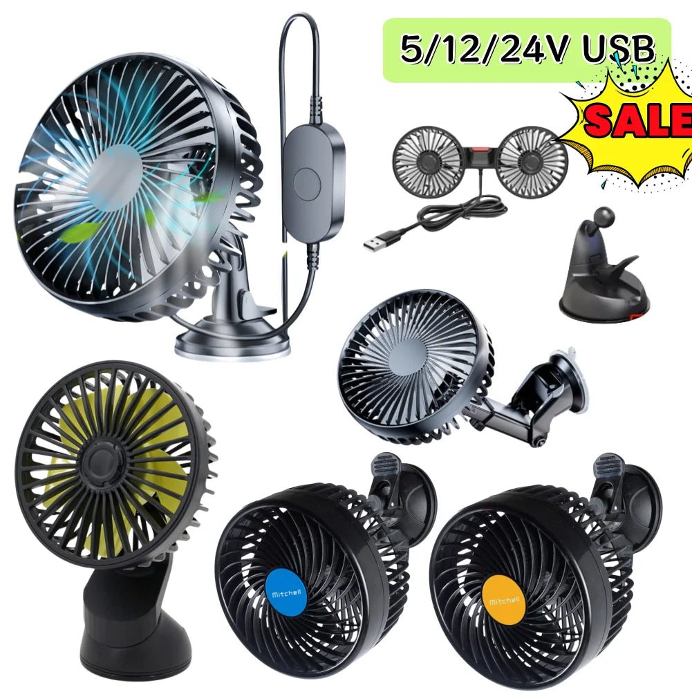 5 12 24V Auto Cooling Fan Single Head Solar Ventilation Strong Wind