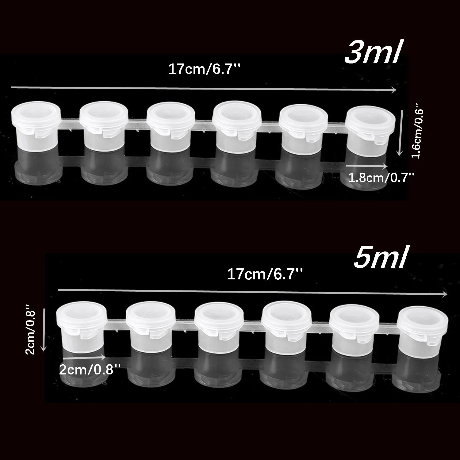 10 Strips 60 Pots Empty Mini Paint Cup Box Plastic Pigment Storage