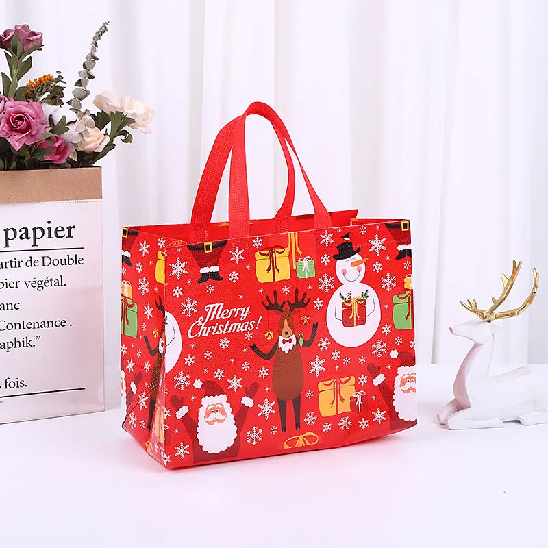 Christmas Gift Tote Bags – Santa, Elk & Snowflake Non-Woven