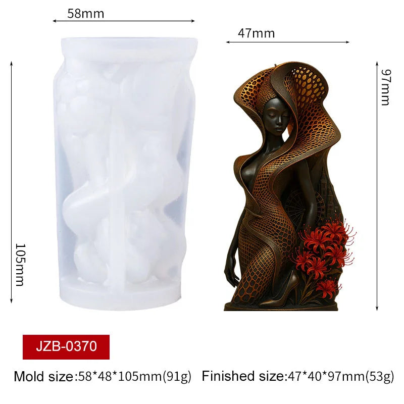 3D Figure Flower Candle Silicone Mold DIY Human Body Face Rose Peony Handmade Aroma Soap Wax Craft Resin Mould Home Decor Zpaxo Lily Lady
