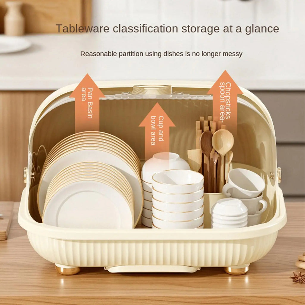 Dish Drying Rack Transparent Dust Prevention Kitchen Container