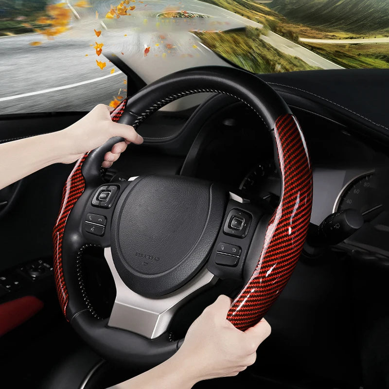 36cm Carbon Fiber Steering Wheel Cover – Non-Slip Sports Type D