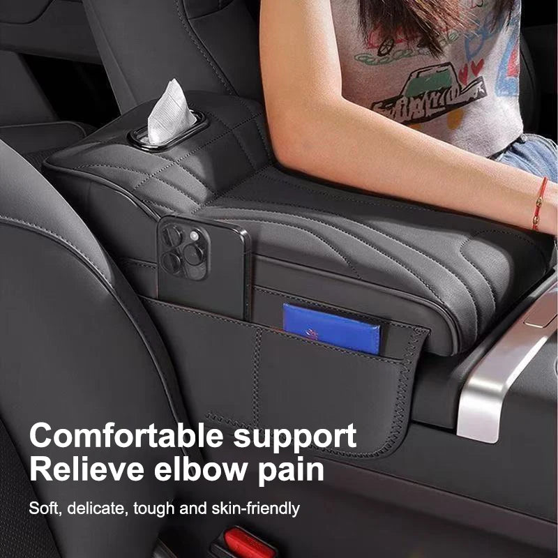 Car Armrest Cushion with Tissue Box – Console Extension Pad
