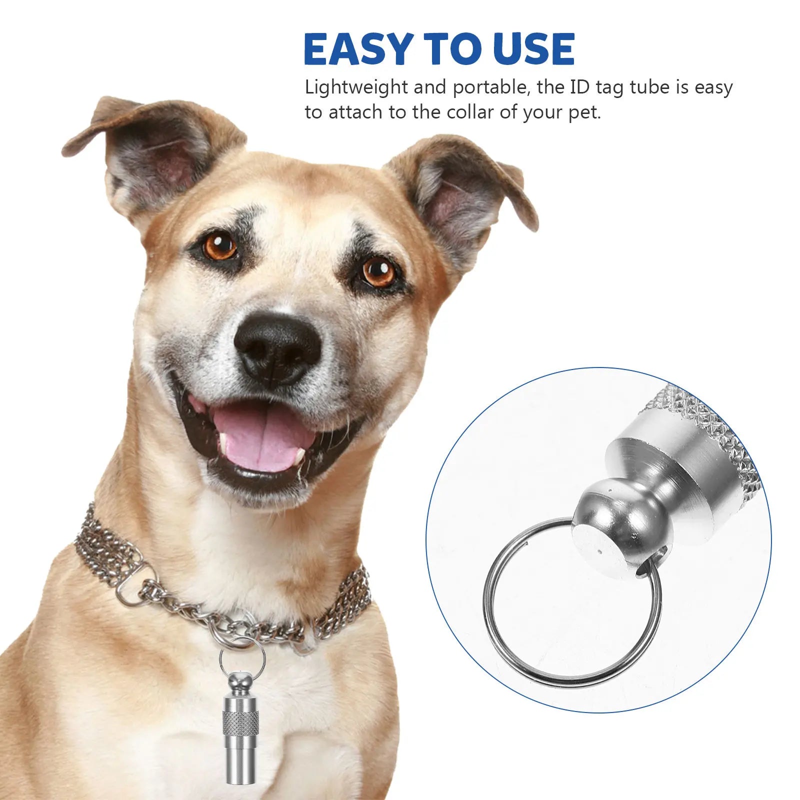 Pet Id Tag Tube Aluminum Anti-lost Dog Address Lightweight Portable