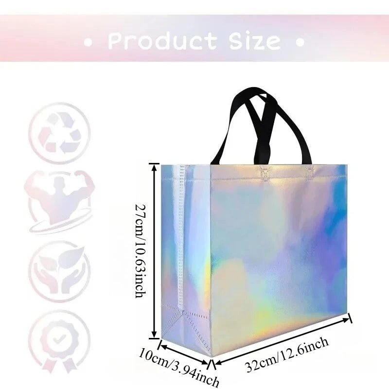 Iridescent Gift Bags with Handles – Shimmer Tote 5/10/15 PCS