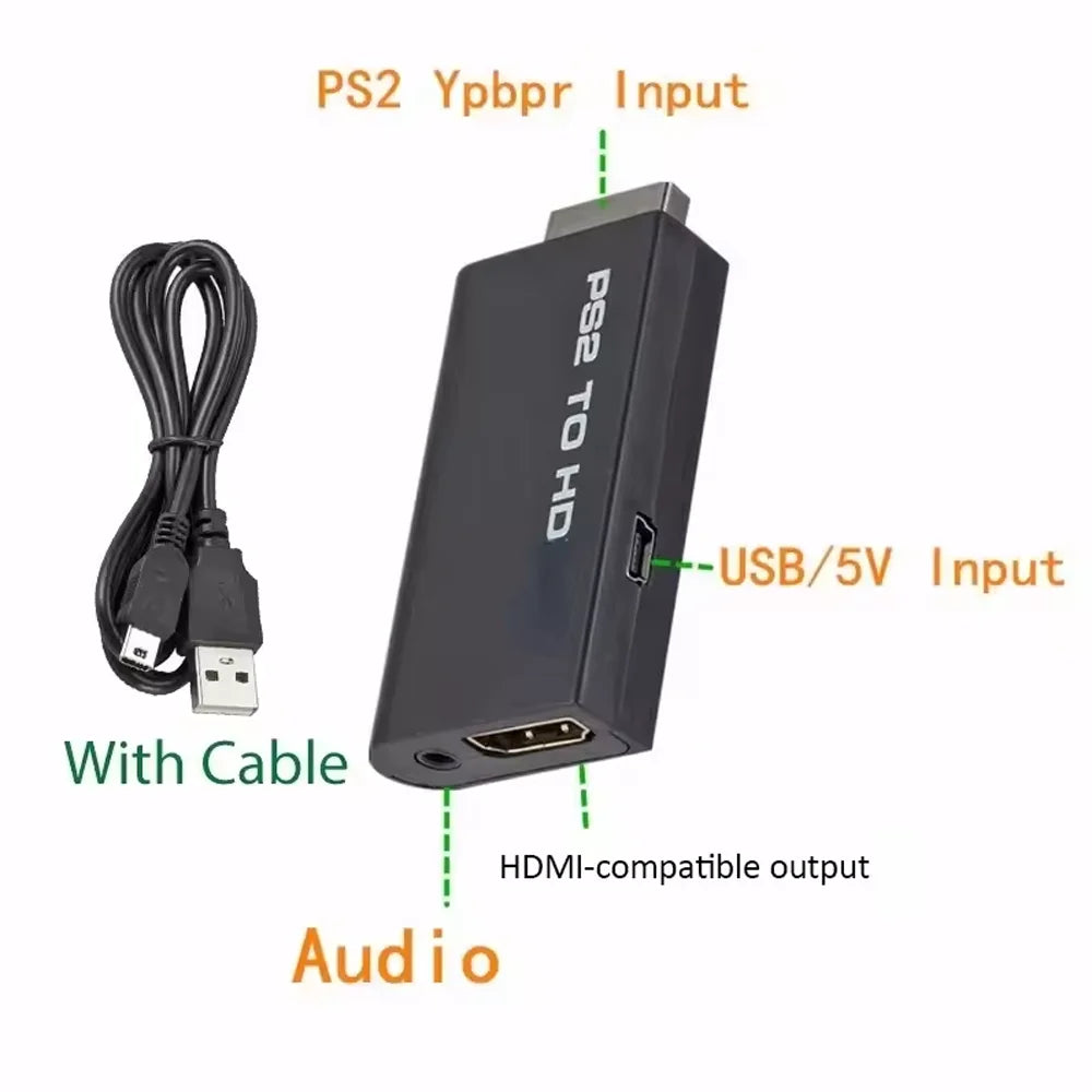 PS2 to HDMI Adapter | HD Converter with 3.5mm Audio Output HDMI Converter Adapter Zpaxo