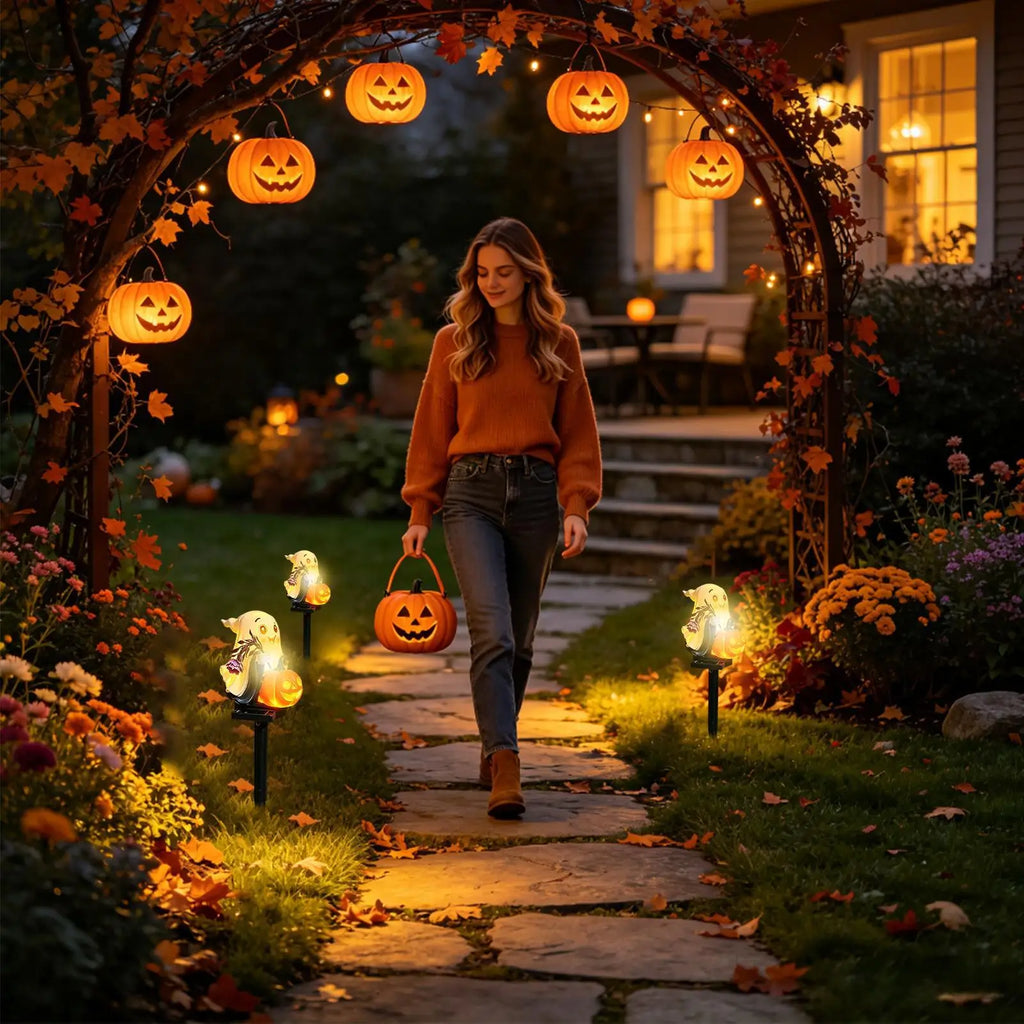 Halloween Solar Lights Spooky Weatherproof Outdoor Decoration Ghost