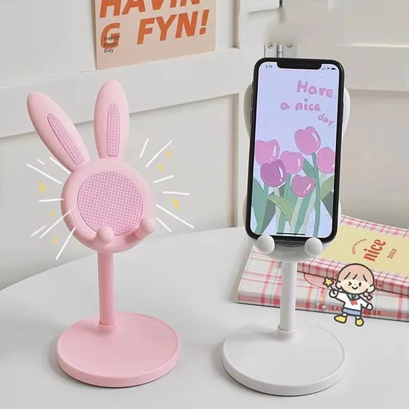 Pink Phone Holder Desktop Mobile Phone Stand For iPhone Samsung Tablet Smartphone Adjustable Lovely Rabbit Cartoon Table Support Zpaxo