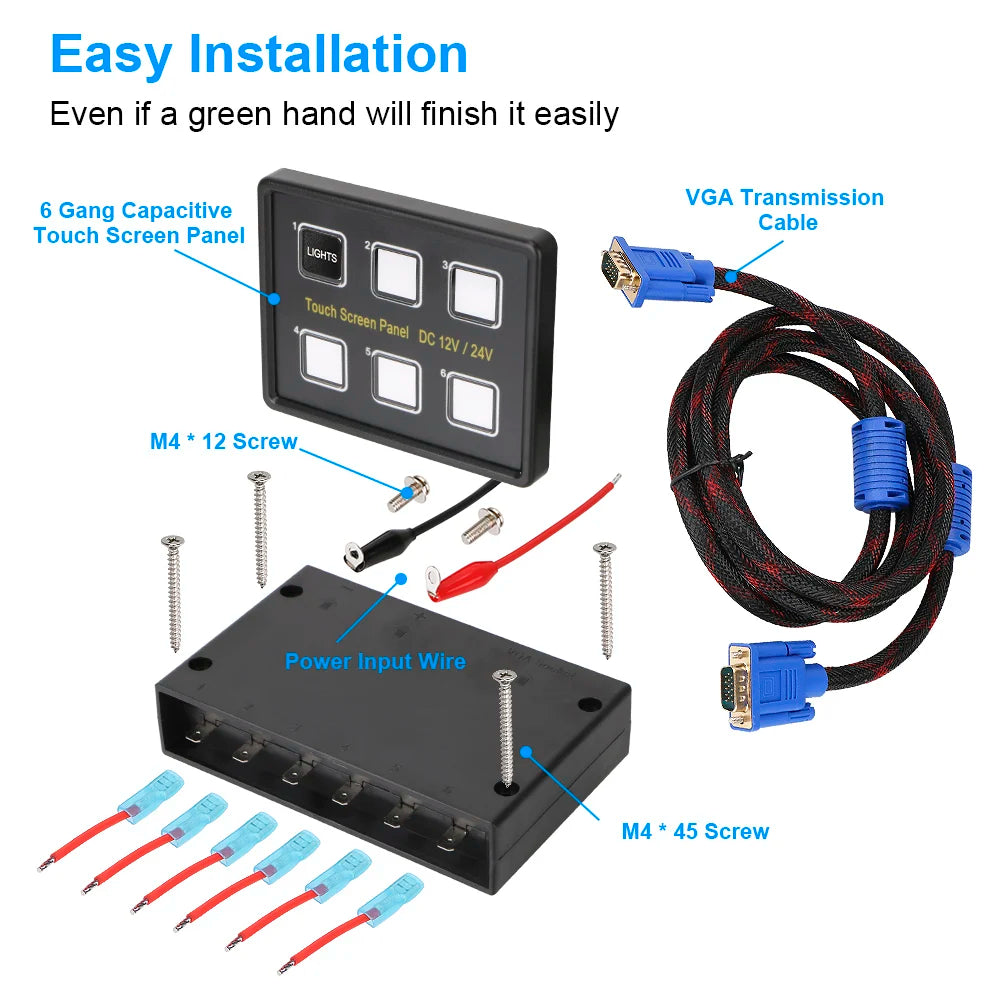 Slim Touch Circuit Control Panel Box 6 Gang LED Switch Screen