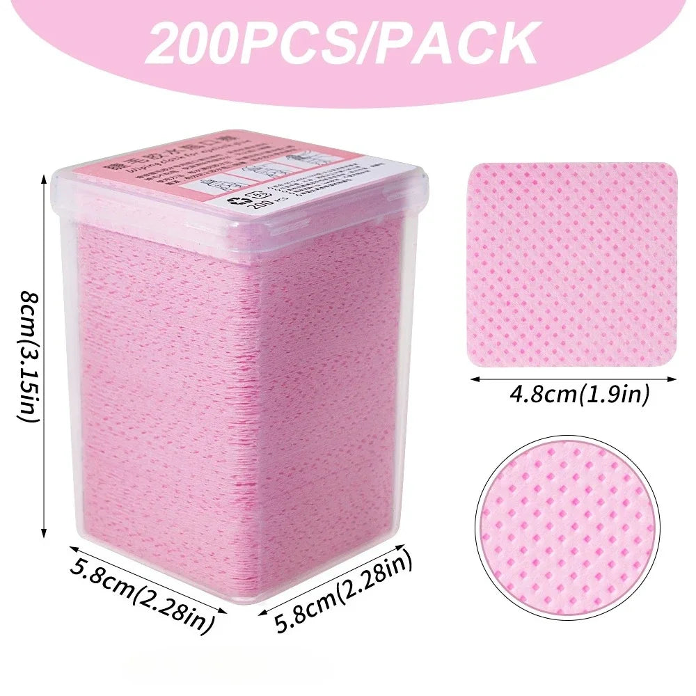 Pink Lint-free Nail Polish Remover Wipes UV Gel Glue Removal Cotton