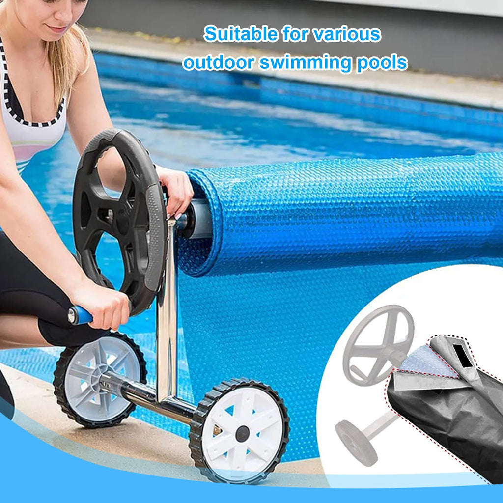 Summer Pool Solar Reel Protective Cover Oxford Cloth Outdoor Pool Solar Reel Blanket Protector for Swimming Pools Black Zpaxo