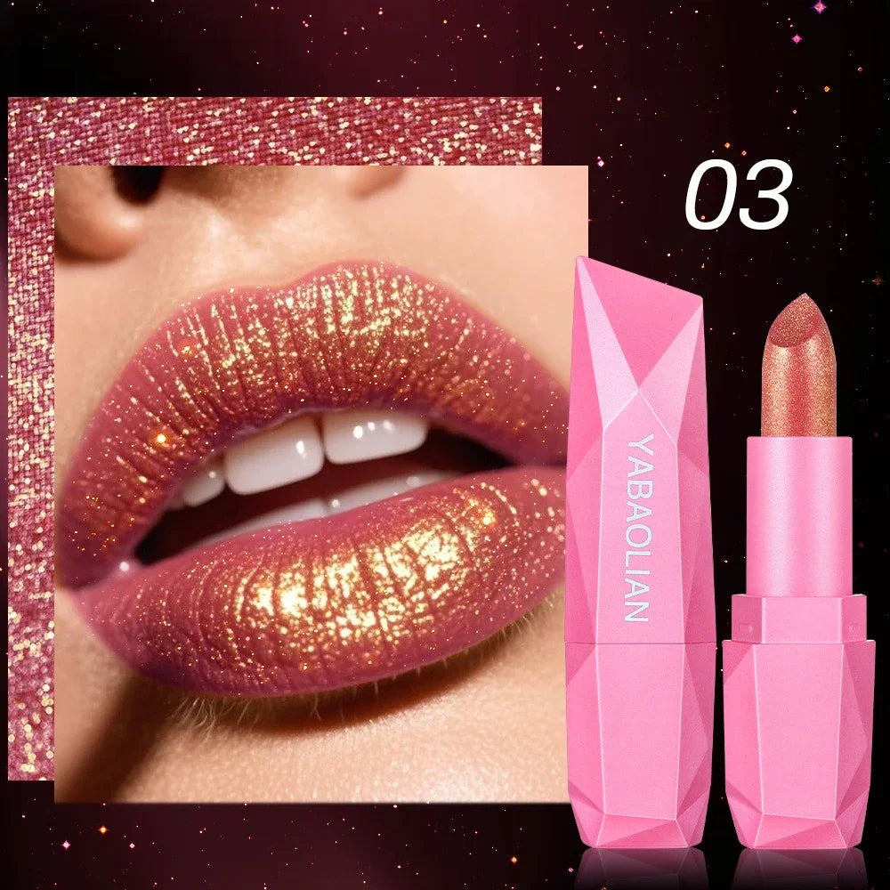 6 Colors Quicksand Golden Lipstick Fine Glitter Moisturizing Silky Zpaxo 03