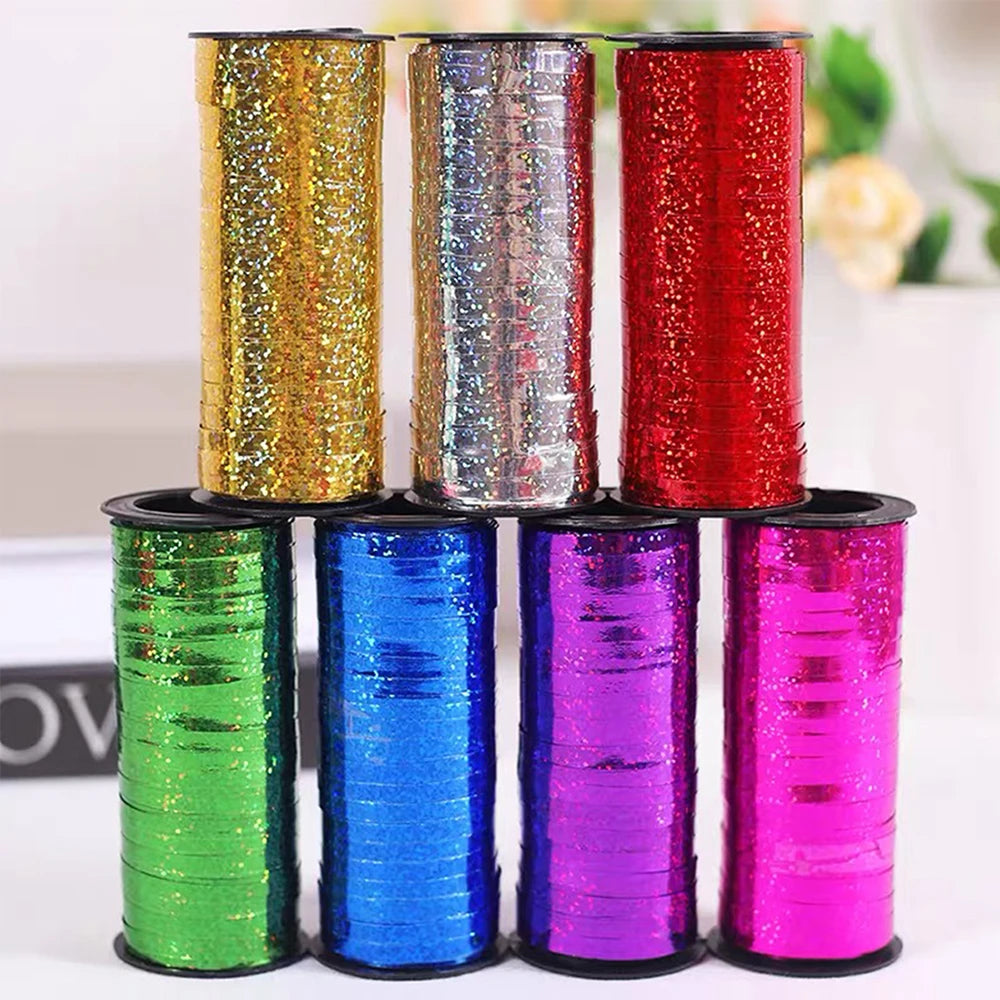 100Yards/Roll Glitter Curling Ribbons Balloon Ribbons Gift Wrap Ribbons for Crafts Christmas Birthday Wedding Party Decoration Zpaxo