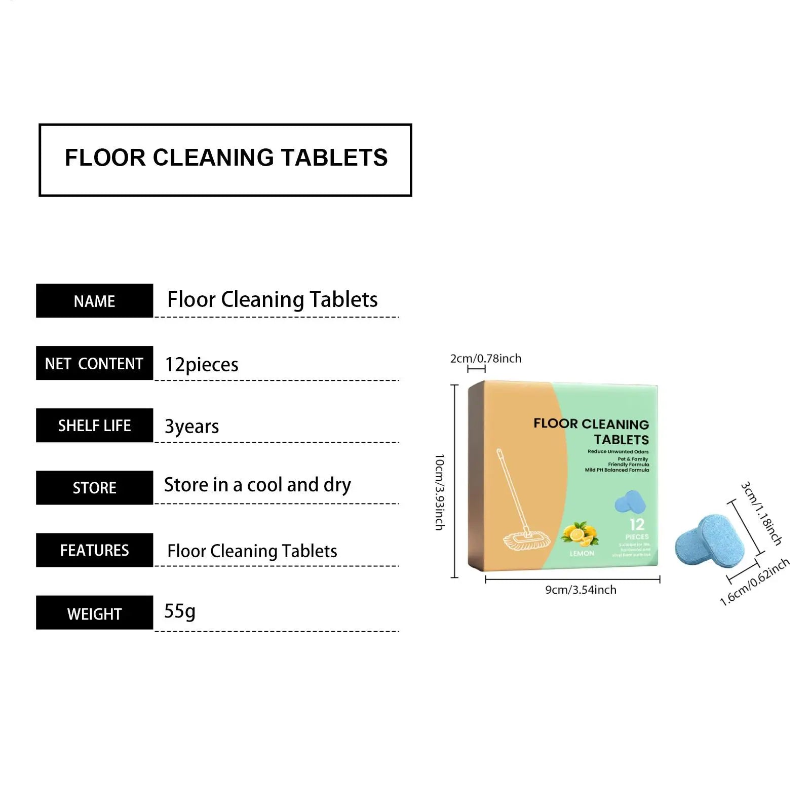 Floor Cleaning Tablets Concentrated Hardwood Tile PVC Cleaner