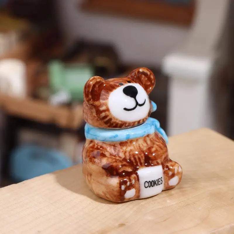 1 3Sets Miniature Dollhouse Porcelain Bear Cookie Candy Jars Zpaxo