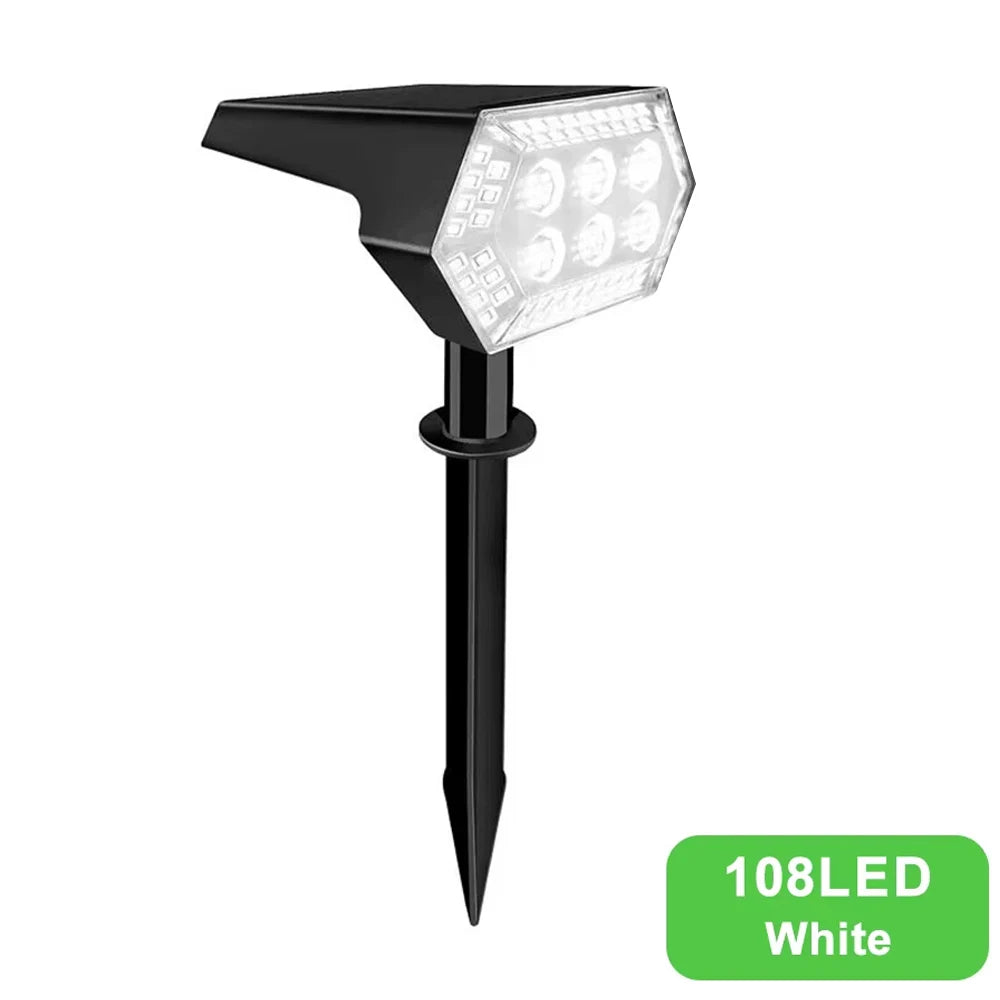 1-2PCS 92LED Solar Floodlight Outdoor IP65 Waterproof Warm White Solar Spot Lights Landscape Wall Lamp for Garden Fence Pathway Zpaxo 108LED-1PC White