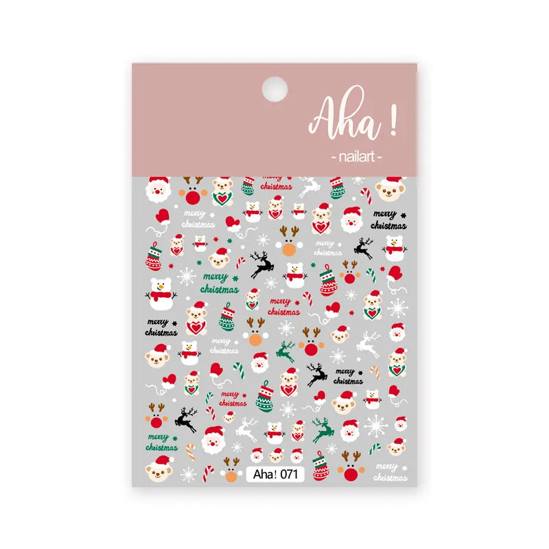 Winter Christmas Santa Claus Nail Stickers Snowman Snowflake