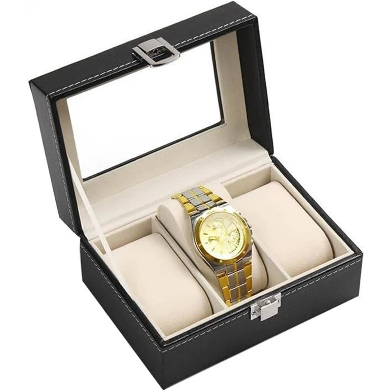 Watch Box Organizer Men 3-Slot Storage Case Transparent Acrylic