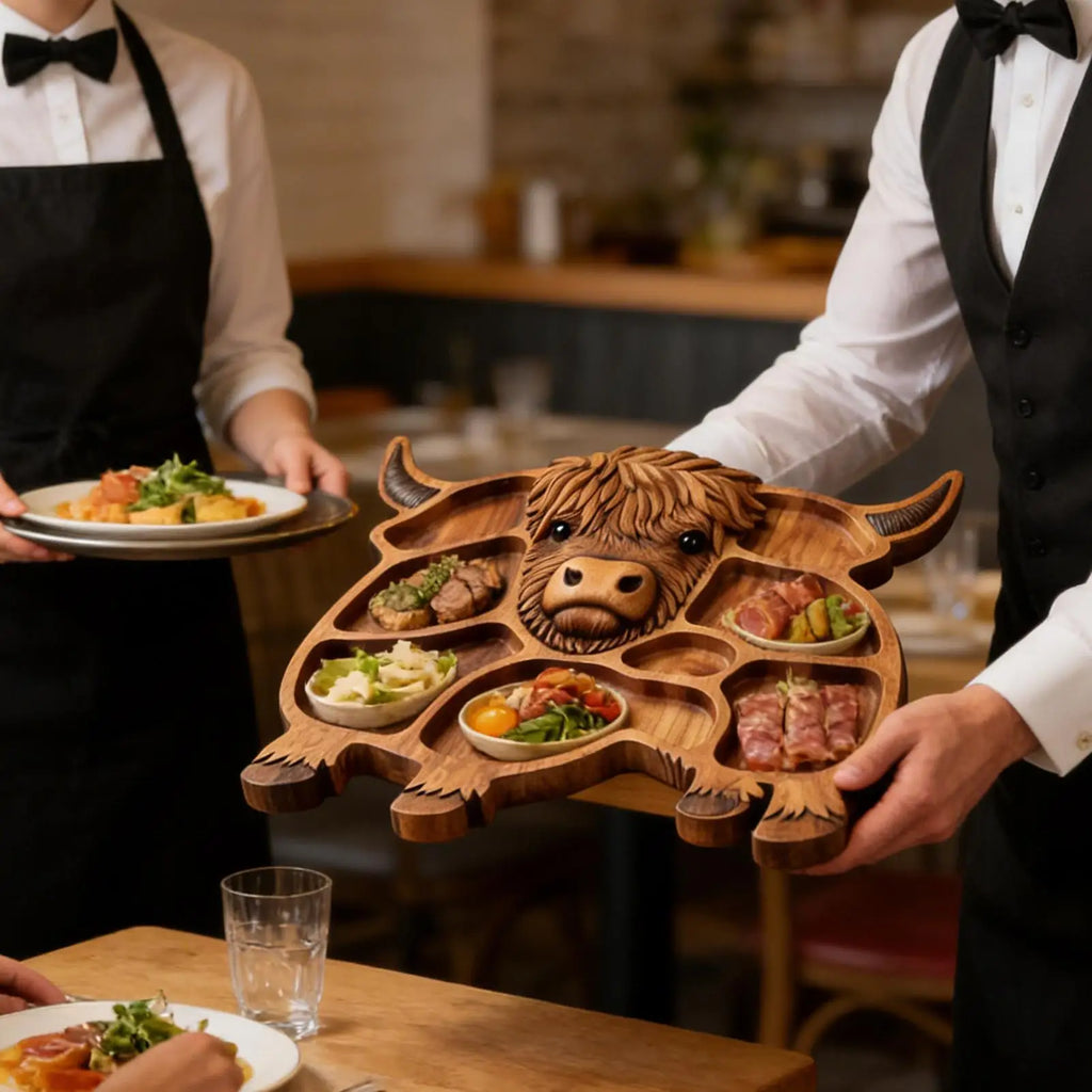 Wooden Cow Charcuterie Board Cheese Platter Appetizer Serving Tray