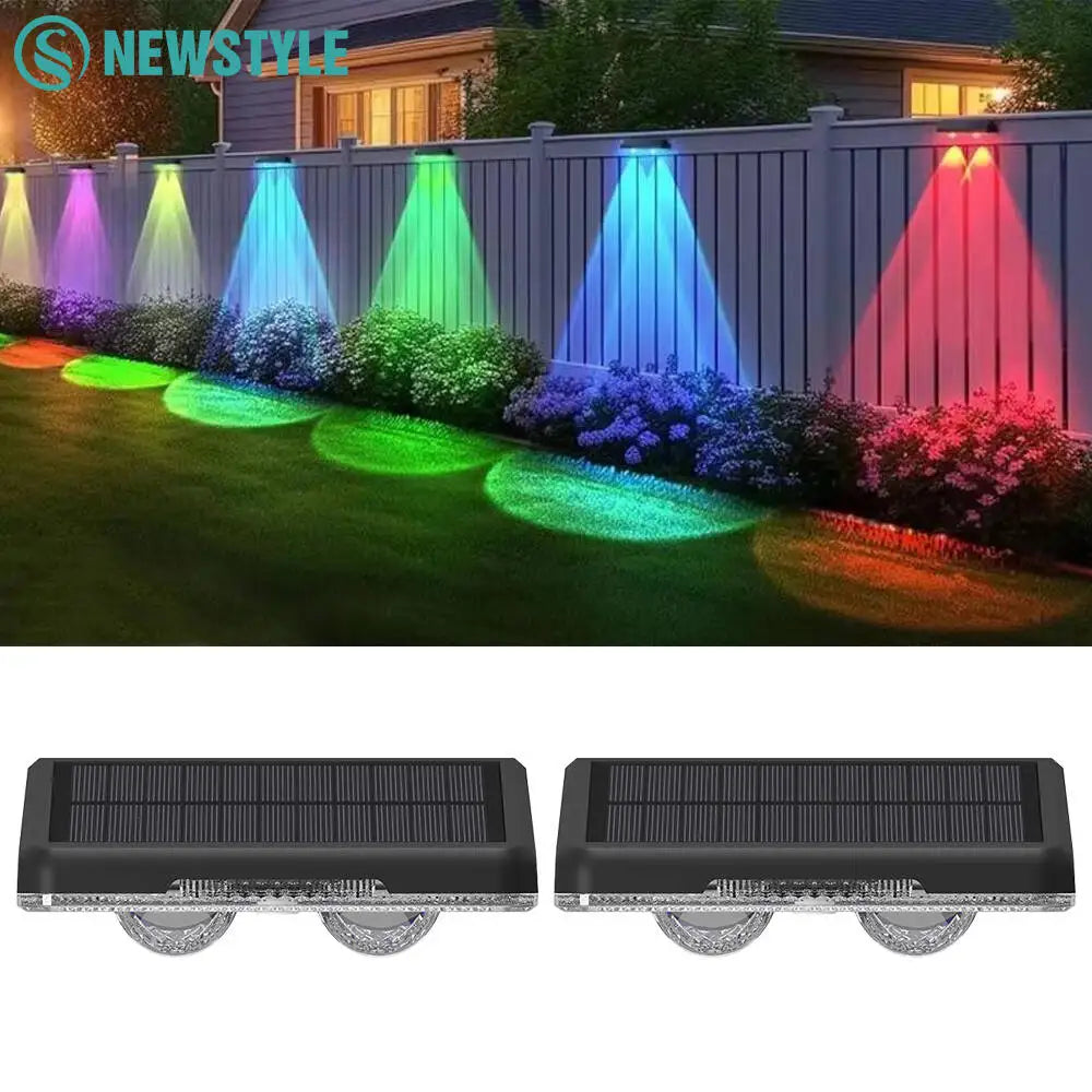 Solar Fence Lights Outdoor Garden Solar Wall Lights Waterproof RGB Bright Solar Powered Lamp Backyard Pathway Yard Deck Decor Zpaxo