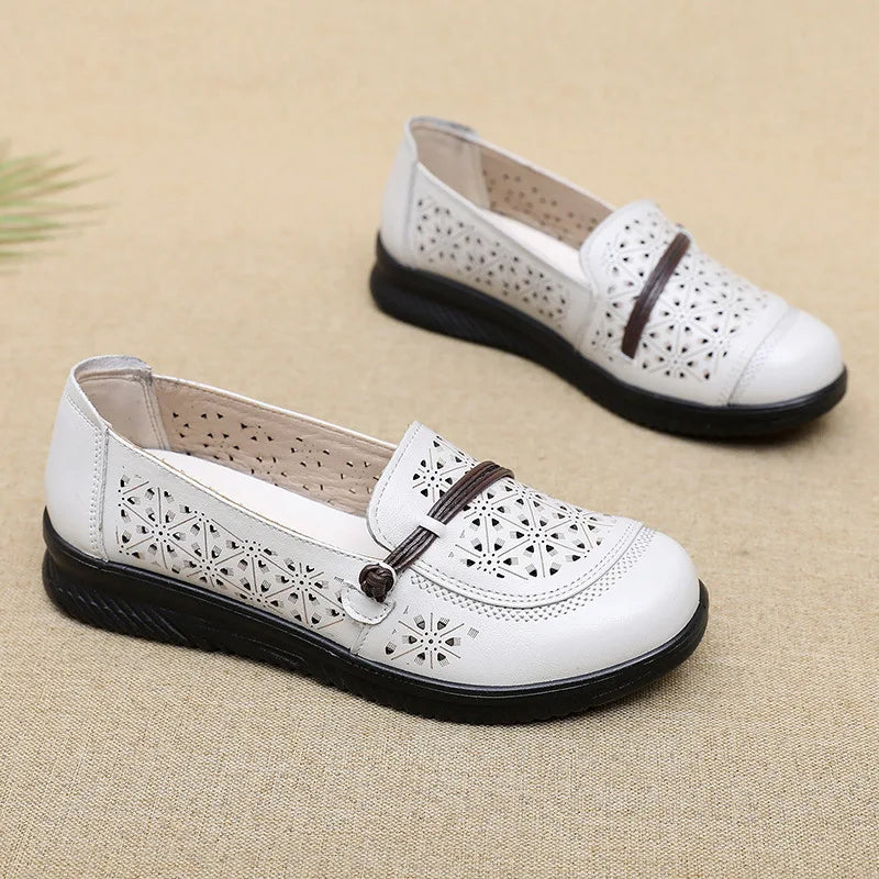 Elegant Women Mules Shoe Solid Leather Summer Slippers Outdoor Casual Zpaxo