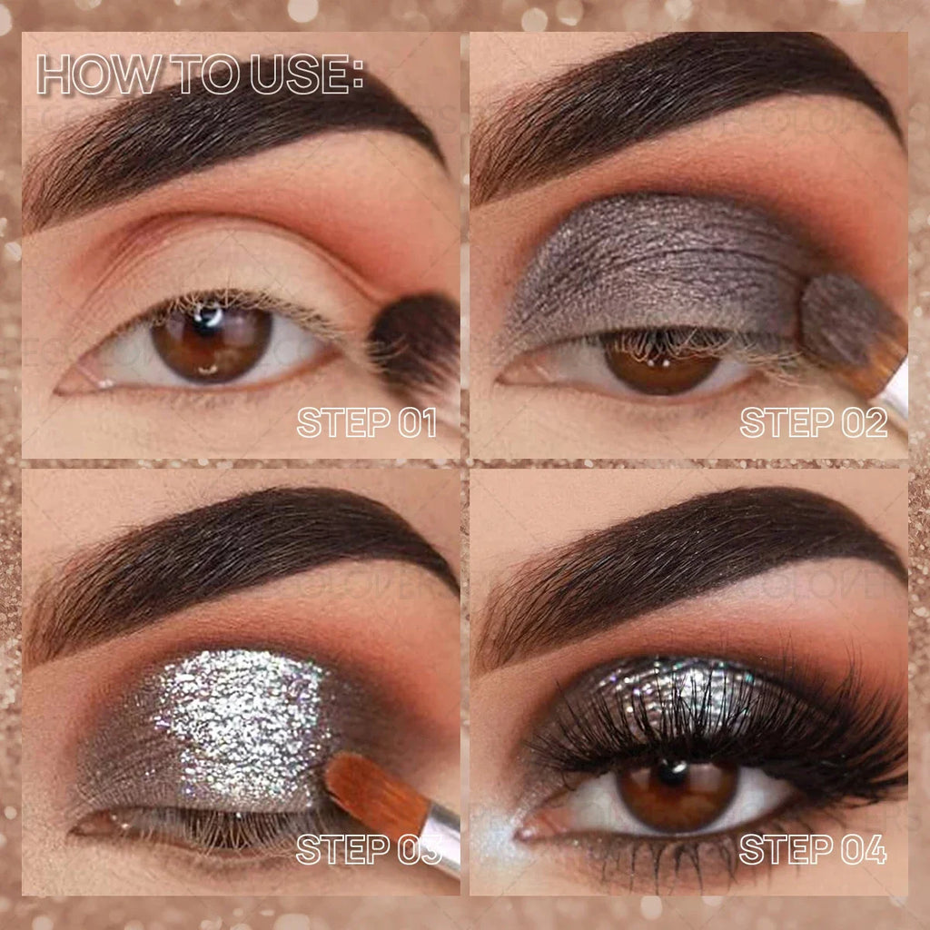 Black Pearlescence Diamond Glitter Eyeshadow Mashed Potato Texture Highlighter Peach Gold Shimmer Illuminator Brightening Makeup Zpaxo