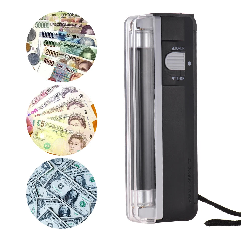 2-in-1 Mini Money Detector with UV Light Flashlight Counterfeit Cash Currency Banknote Bill Checker Tester for USD EURO POUND Zpaxo