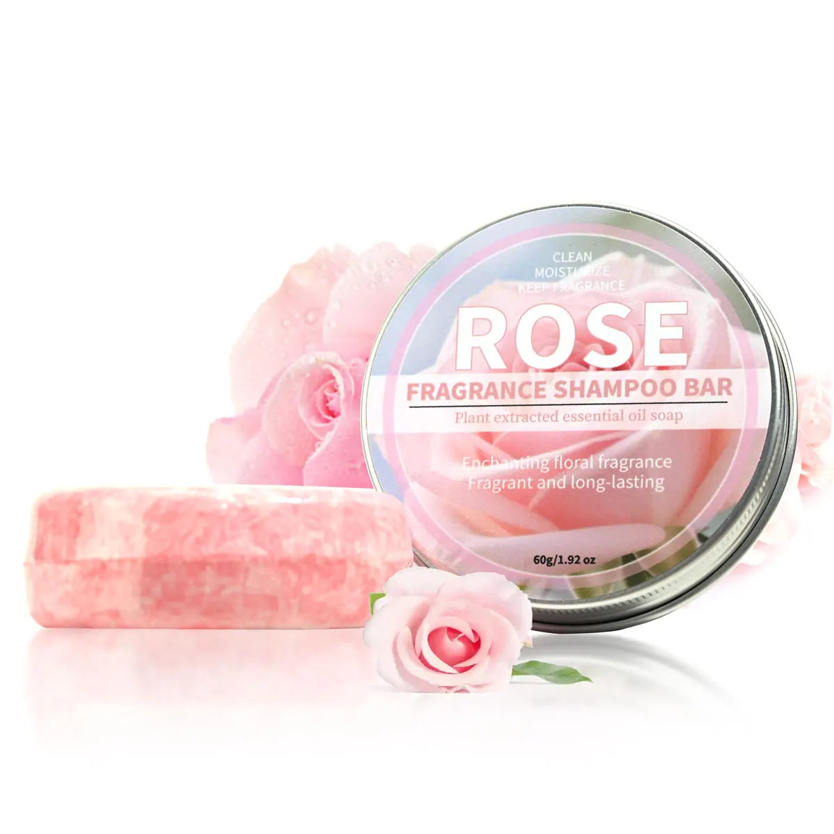 Pink Rose Essential Oil Shampoo Bar – Hair & Hand Soap Shampoo Bar Soap Zpaxo