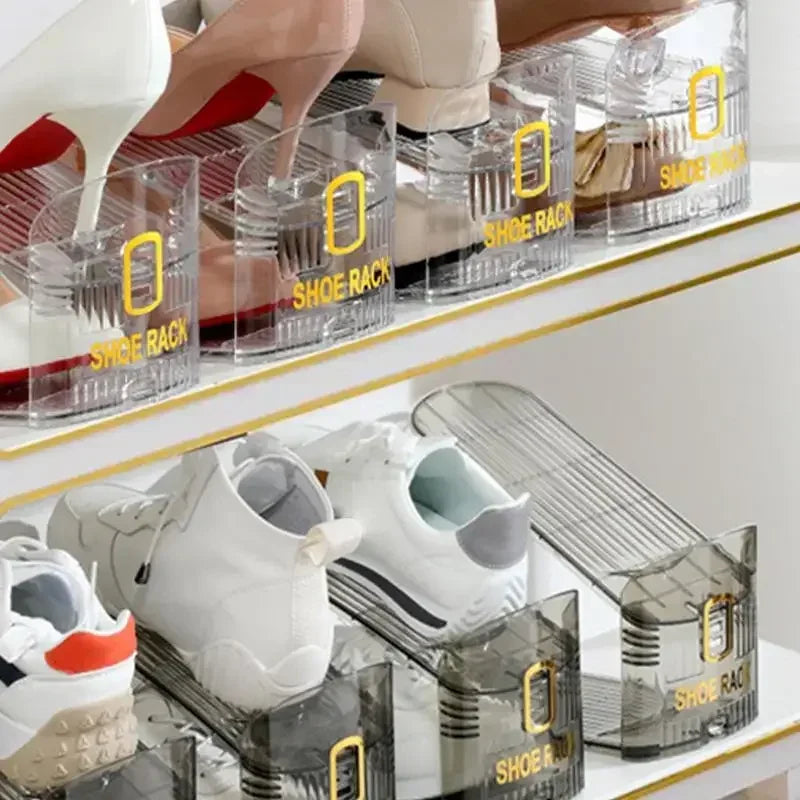 10Pcs Transparent Shoe Storage Artifact Shoe Box, Shoe Cabinet, Layered Storage Box, Double-layer Shoe Rack, Folding Shoe Rack Zpaxo