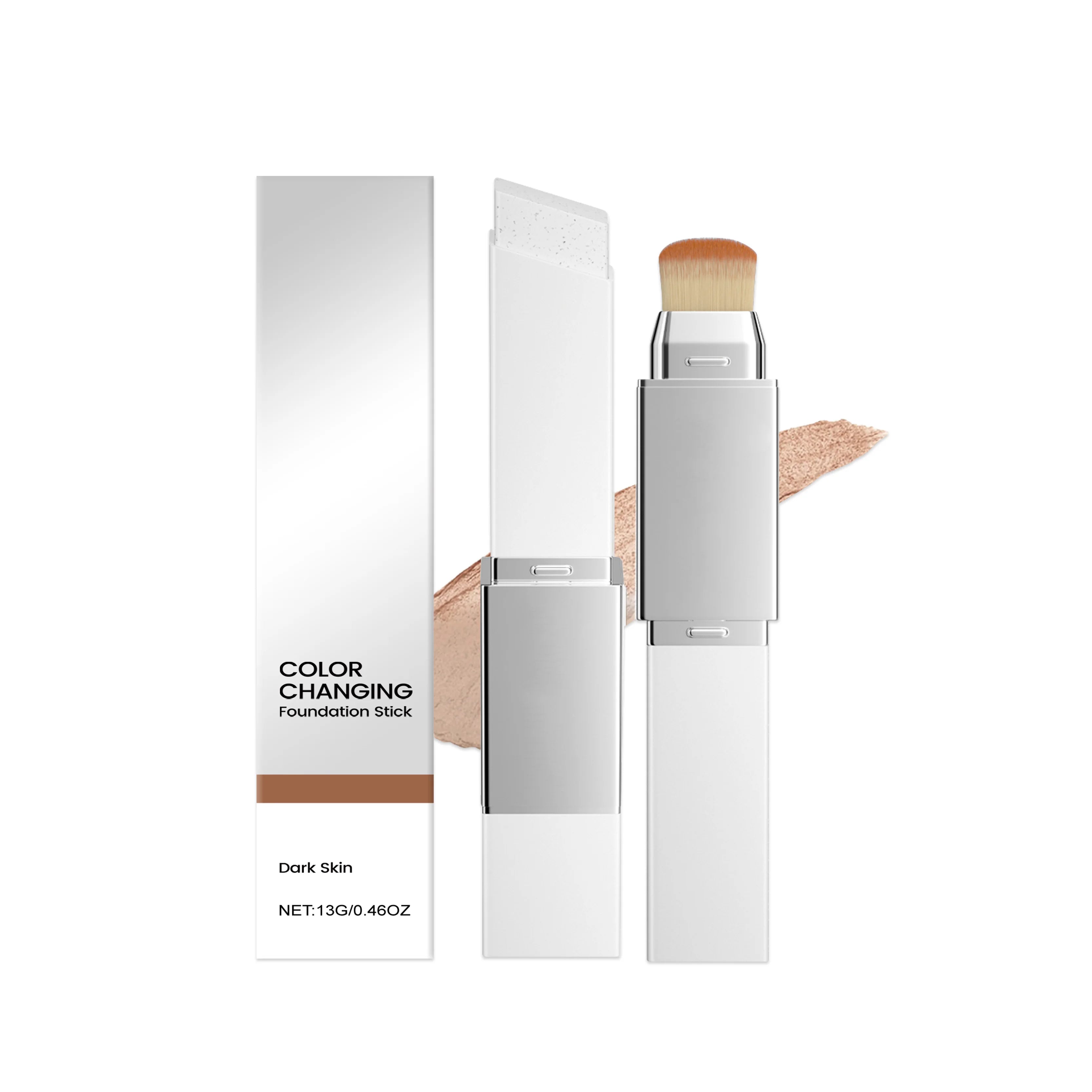 Hoygi 2-in-1 Color-Changing Foundation Stick & Brush Foundation Makeup Stick Zpaxo Dark Skin
