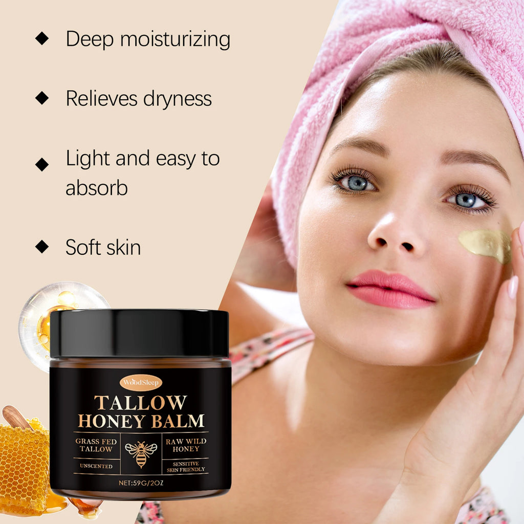 Tallow Honey Balm For Extremely Dry Skin Deep Moisturizing Nourishing Lightweight Fast Absorbing Face Hand Body Daily Care Zpaxo
