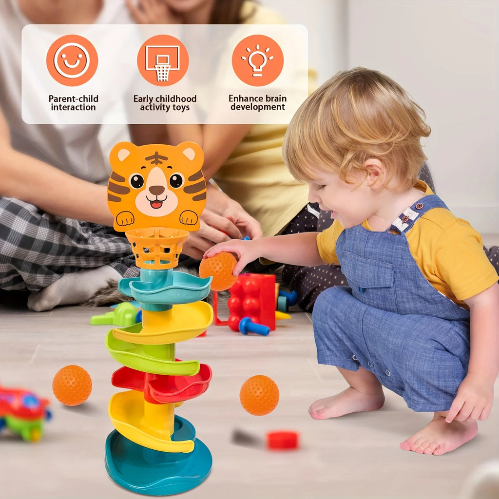 Youngsters's Interactive Ball Tower Educational Toy Rolling Balls